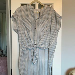 High Low Tie Striped Shirt